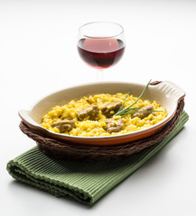 rice with saffron on the white background