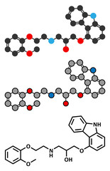 Carvedilol congestive heart failure drug molecule.