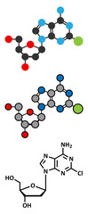 Cladribine cancer drug molecule.