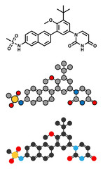 Dasabuvir hepatitis C virus drug molecule.