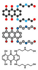 Mitoxantrone cancer drug molecule (type II topoisomerase inhibitor