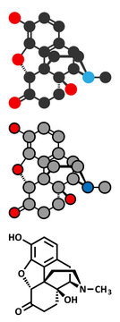 Oxymorphone opioid analgesic drug molecule.