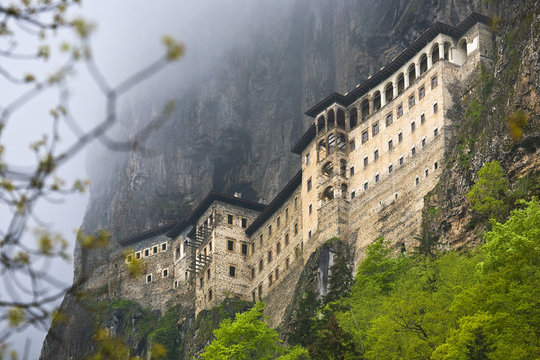 Turkey. Region Macka of Trabzon city - Altindere valley. The Sumela Monastery - 1600 year old ancient Orthodox monastery of the Panaghia located at a 1200 meters height on the steep cliff