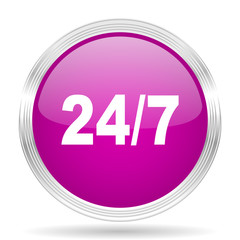 24/7 pink modern web design glossy circle icon