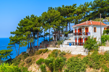 A typical holiday villa with sea view on coast of Samos island, Greece