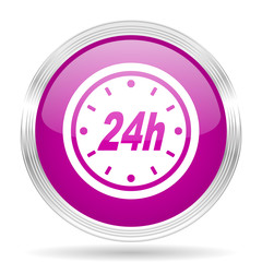 24h pink modern web design glossy circle icon
