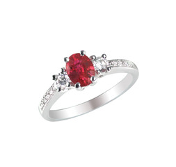 Ruby Center Stone Ring isolated on white