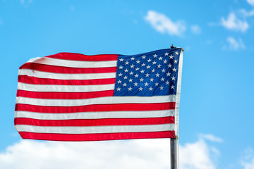 American flag waving in the breeze in Buffalo, Wyoming