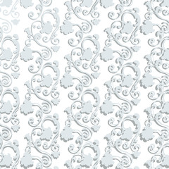 Vintage floral swirl ornament pattern with shadow. Vector