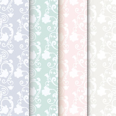 Floral ornament damask patterns collection. Elegant luxury textures for wallpapers, backgrounds and invitation cards. Trendy color pallet. Vector