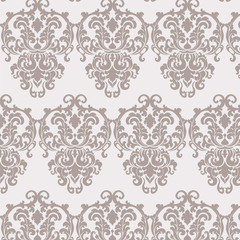 Vector Vintage Baroque Damask Pattern element Imperial style. Ornate floral ornament for fabric, textile, design, wedding invitations, greeting cards, wallpaper. Beige color