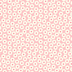 Pink flower seamless pattern. Cherry blossom spring pattern. Small daisies pink background print 