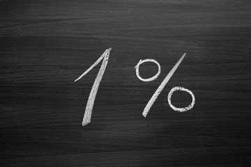 one percent header written with a chalk on the blackboard