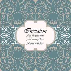 Invitation card with vintage abstract classic ornaments. Vector