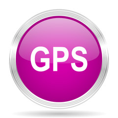 gps pink modern web design glossy circle icon