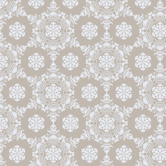 Vintage floral ornament pattern in beige. Vector