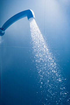 fresh shower with flowing water