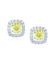 Yellow diamond citrine topaz stud earrings pair isolated on white