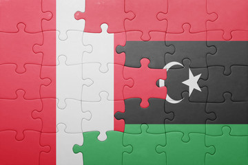 puzzle with the national flag of peru and libya