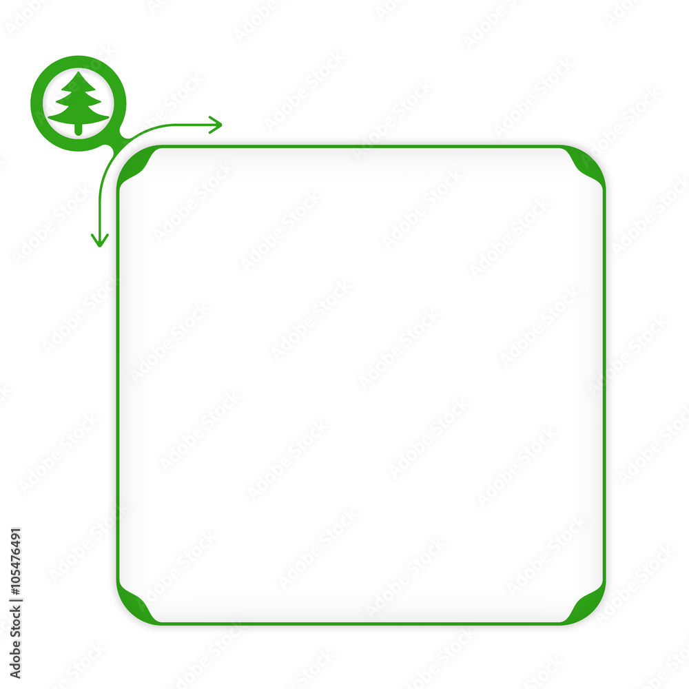 Poster vector green box to fill your text and tree symbol