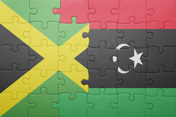 puzzle with the national flag of jamaica and libya