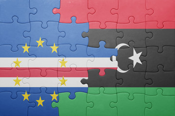 puzzle with the national flag of cape verde and libya