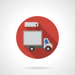 Delivery truck sale round flat color vector icon