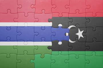 puzzle with the national flag of gambia and libya