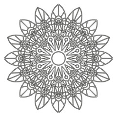 Coloring page with mandala. Ethnic decorative elements. Coloring book for adult and older children. Outline vector illustration.