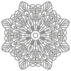 Coloring page with mandala. Ethnic decorative elements. Coloring book for adult and older children. Outline vector illustration.