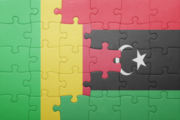 puzzle with the national flag of mali and libya