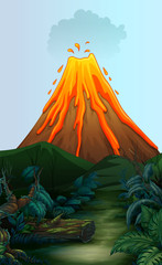 Nature scene with volcano eruption © GraphicsRF