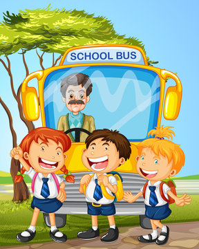 Students and school bus
