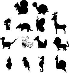 Silhouettes of various animals