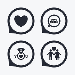 Valentine day icons. I love you ring sign.