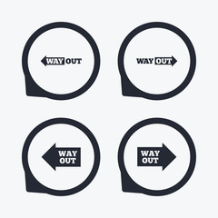 Way out icons. Left and right arrows symbols.