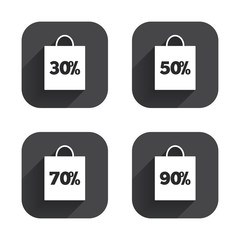 Sale bag tag icons. Discount symbols.