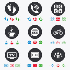 Hotel, apartment services icons. Coffee sign.