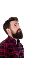 Fototapeta premium Pensive handsome with long beard