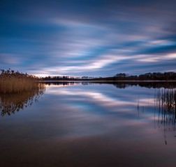 Long exposure lake sunset