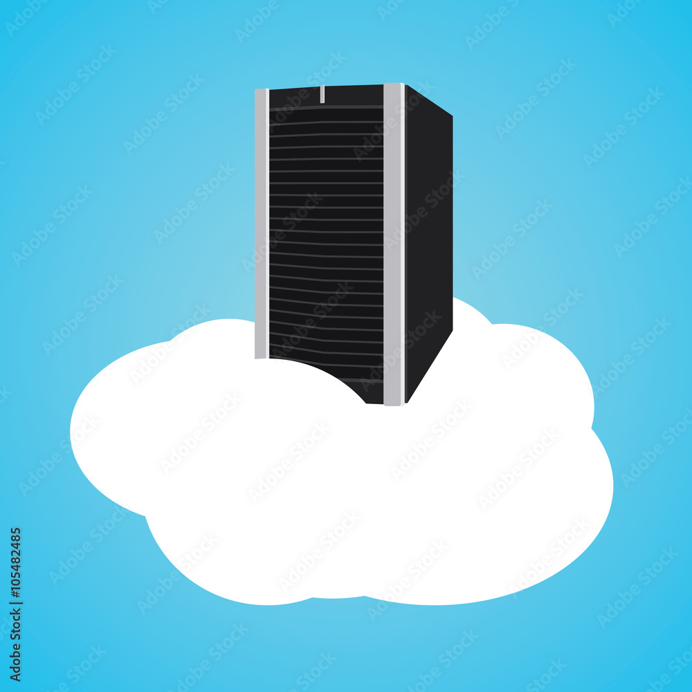 Aufkleber cloud server with clouds and database illustration