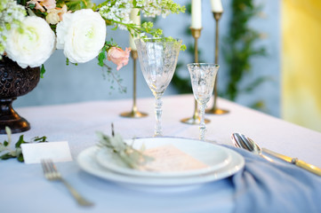 Table set for wedding reception