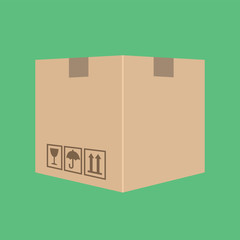 delivery box package cardboard with green background