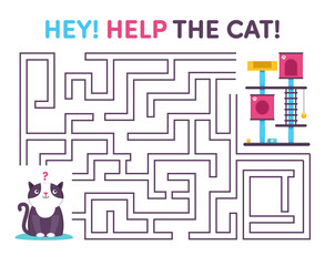 Game cat home, bed, house, maze