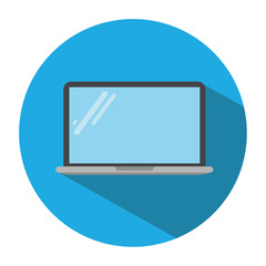 Icon of a laptop in flat style. Vector illustration.