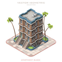 Isometric icon representing multistory building