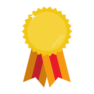 Gold vector medal with red and orange ribbon and space for your