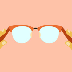Behind the blank glasses.vector