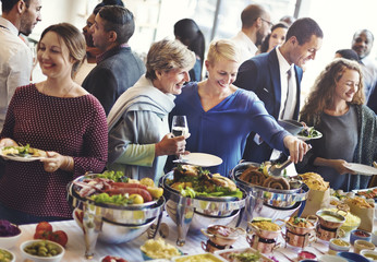 Diversity People Enjoy Buffet Party Concept