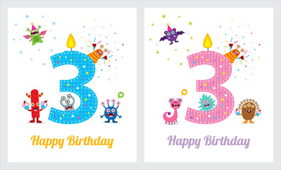 Cute Monster Birthday Card
